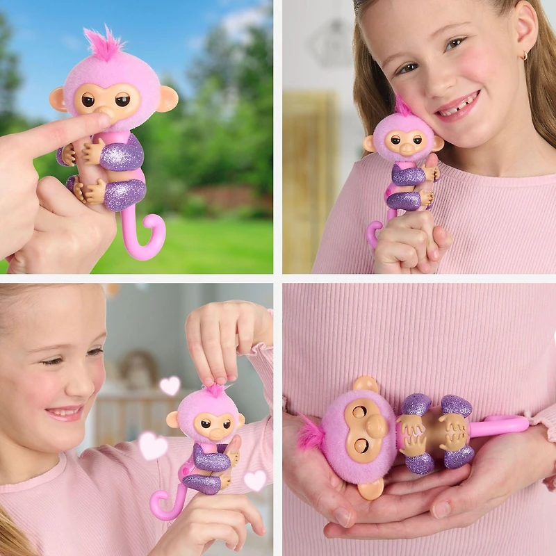 Fingerlings Interactive Baby Monkey with Purple Glitter, Ella, Walmart Exclusive