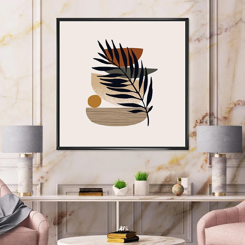 Designart Silhouettes et formes de feuilles tropicales IV ART MURAL À CADRE FLOTTÉ