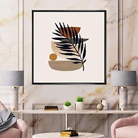 Designart Silhouettes et formes de feuilles tropicales IV ART MURAL À CADRE FLOTTÉ