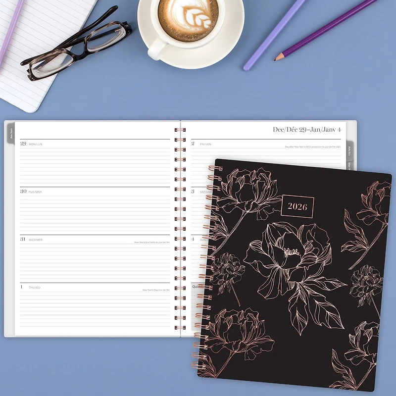 Agenda Grand CAMB pivoine or rose W/M,26 Agenda