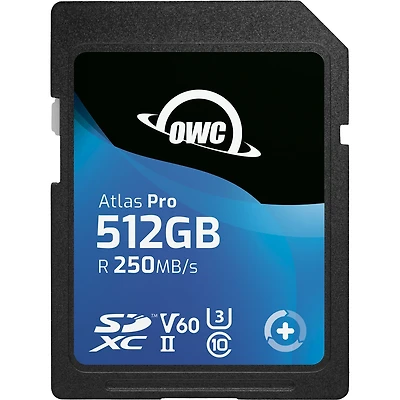 OWC Atlas Pro 512 GB Class 10/UHS-II (U3) V60 SDXC - 1 - 250 MB/s Read - 130 MB/s Write - 3 Year Warranty
