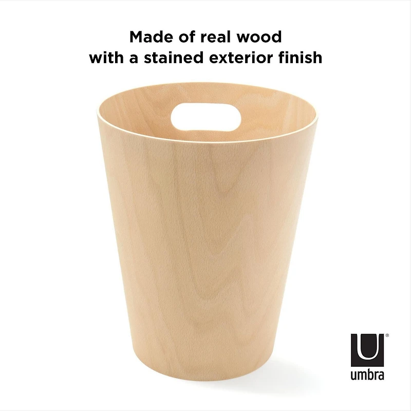 Umbra Woodrow Trash Can 2-Gallon (7.5 L) Capacity,Natural