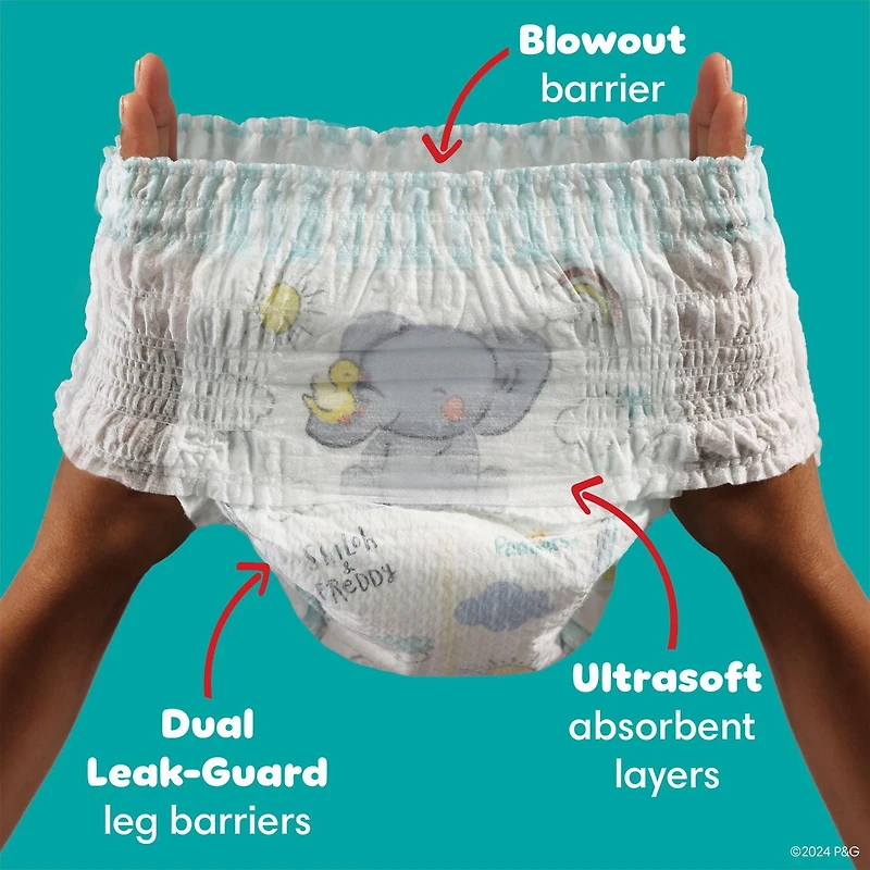 Couches à enfiler Pampers Swaddlers 360, taille 7 pour une protection de la peau jusqu’à 100 % sans fuites et des changements faciles 40CT