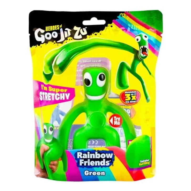 Heroes of Goo Jit Zu Rainbow Friends Vert l'Expérience d'Horreur Multijoueur pour Enfants Figurine Jouet Super Extensible Rempli de Goo s'Étire jusqu'à 3X Sa Taille