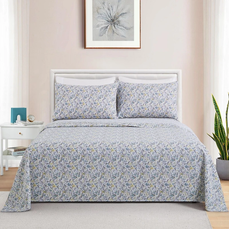 Literie Marina Décoration ultra douce et soyeuse, imprimée, en rayonne de bambou, toutes saisons, avec taies d'oreiller