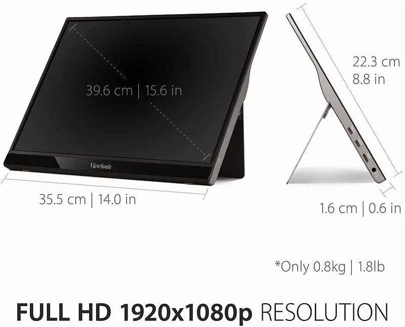 ViewSonic 15.6", 1920 x 1080, Noir, VG1655