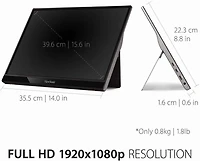 ViewSonic 15.6", 1920 x 1080, Noir, VG1655