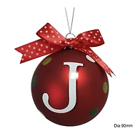 HOLIDAY TIME J RED LETTER GLASS ORNAMENT