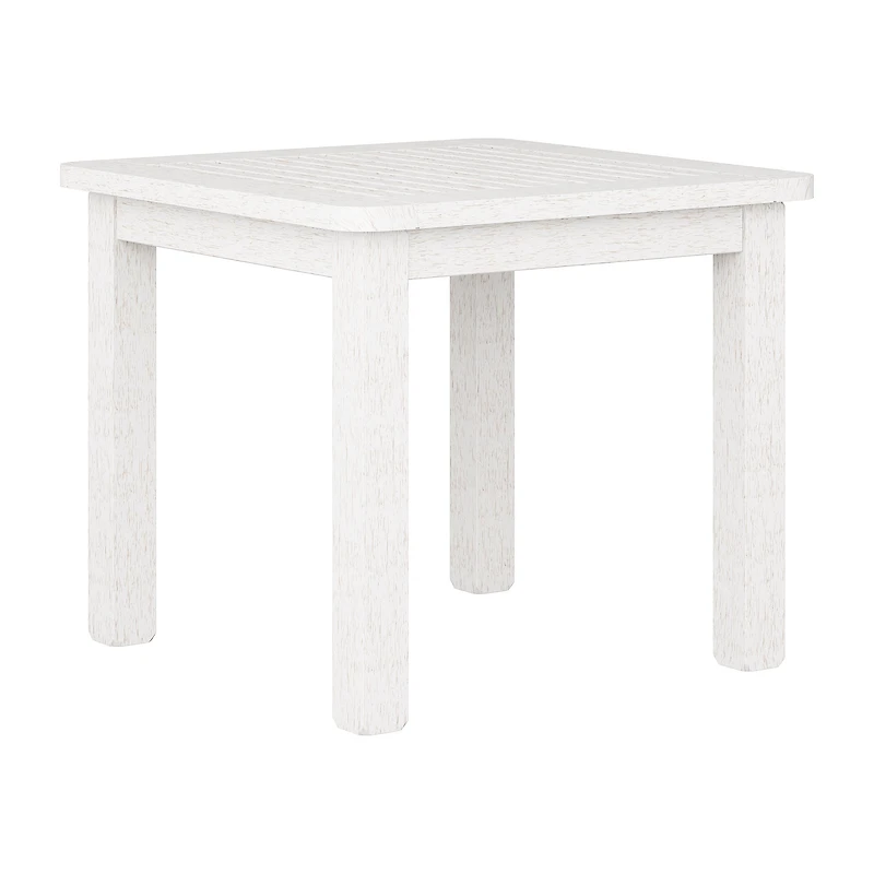 CorLiving Miramar Hardwood Outdoor Square Slat Top End Table, White