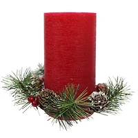 6" Ensemble de bougies pilier à DEL rouge entourées d'une couronne