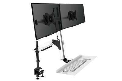 Rocelco Ergonomic Floating Desk with Double Monitor Arm