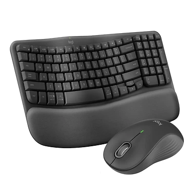 Logitech MK670 Combo, clavier Wave Keys ergonomique sans fil avec souris sans fil Signature M550 L - Graphite