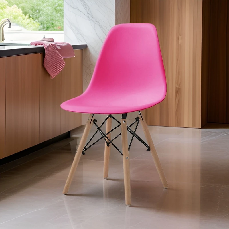 Heavenly Collection Dark Pink Wood Chair SET OF 2