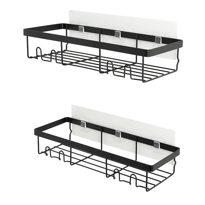 Era Aldo Panier à shampoing murale, adhésif, 2 pièces, noir mat 2 Panier shampoing noir