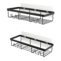 Era Aldo Panier à shampoing murale, adhésif, 2 pièces, noir mat 2 Panier shampoing noir