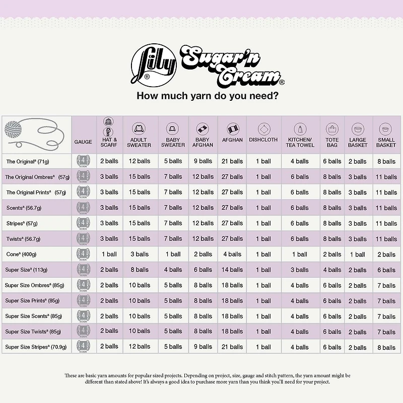 Lily Sugar N' Cream Fil Super Size Twists, Torsions Couvertes, 3oz(85g), Moyen, Coton