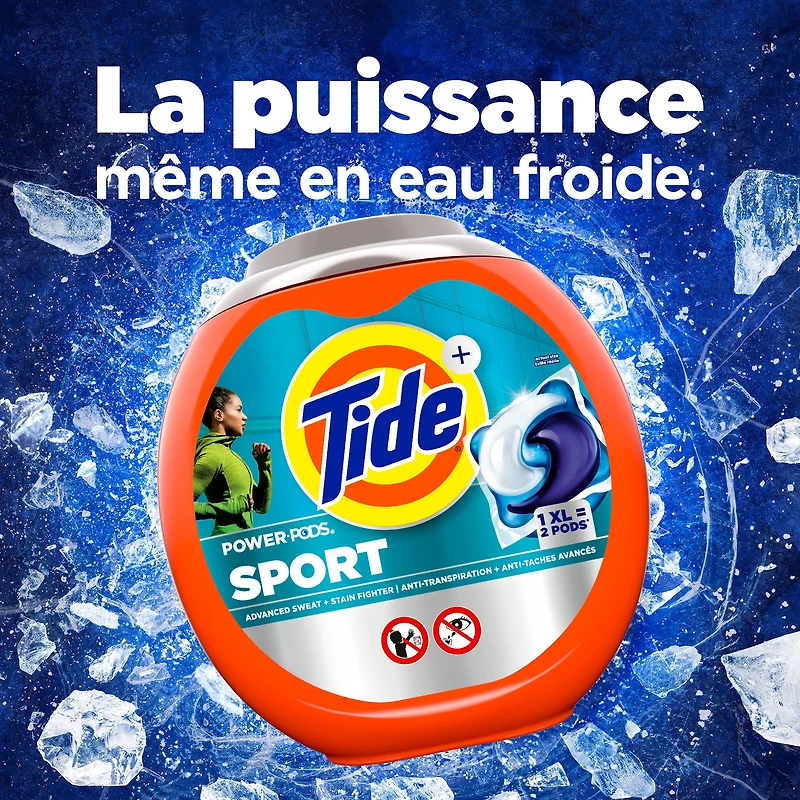 Capsules de détergent à lessive Tide Power Pods avec Febreze Sport, fraîcheur Febreze avec Sport Odor Defense 45CT