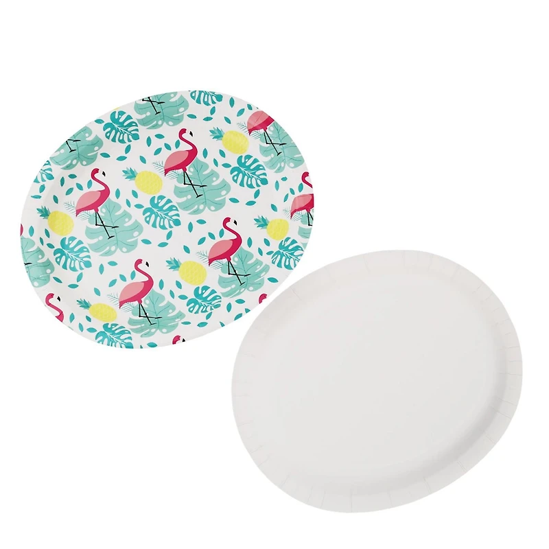 Way to Celebrate!  Summer 8 Oval Plate-Flamingo Pattern