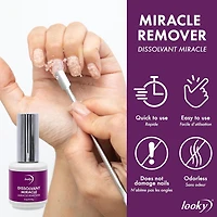 Looky Miracle Remover - Quick & Easy Gel Nail Polish Remover, No Soak, No Odor, Time-Saving Nail Care Solution - Removes Varnish in 5 Minutes - Gentle on Nails, Salon-Quality Finish, 15 ml/ 0.5 fl oz, Volume 15 ml