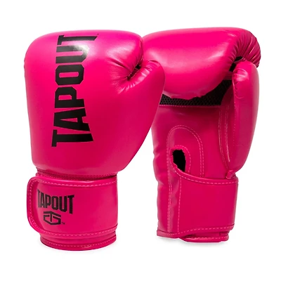 Gants de boxe Tapout 10 oz pour femmes avec fermeture réglable à crochet et boucle - Magenta/Blanc
