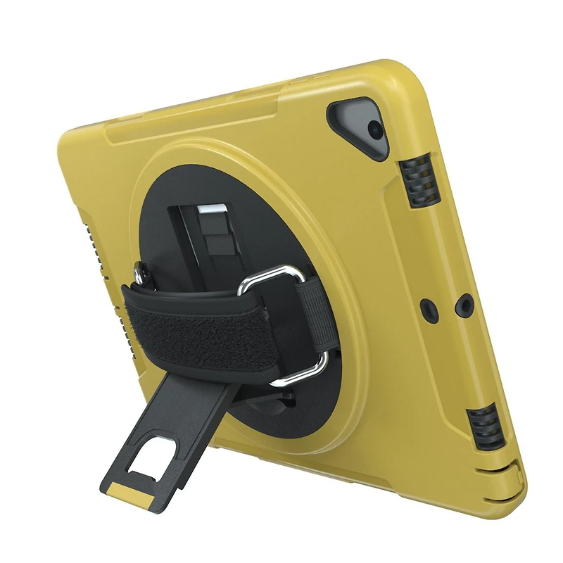 CTA Digital Protective Case with Built-in 360-degree Rotatable Grip Kickstand for iPad 7th and 8th Gen 10.2-in, iPad Air 3 and iPad Pro 10.5-in - Yellow