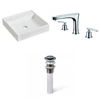 American Imaginations 17.5-in. W Above Counter White Bathroom Vessel Sink Set For 3H8-in. Center Faucet AI-33902