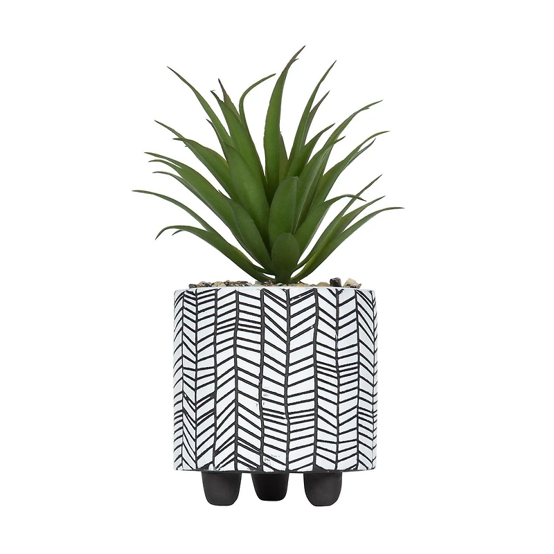 hometrends Gwinnett Faux Succulent in Chevron Pot