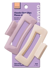 Gimme Beauty Pince Rectangulaire Acrylique, Cheveux Épais, Violet, Crème, 2 Unités
