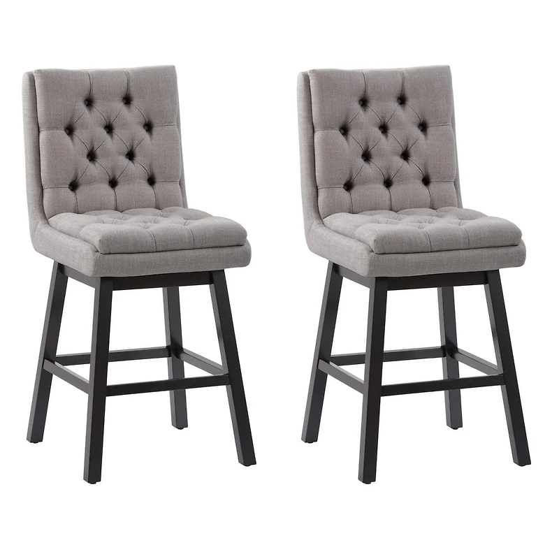 CorLiving Leilani Modern Tufted Indoor Counter Height Bar Stools with Back and Wood Legs - Set of 2