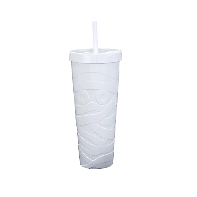 Way To Celebrate 27 oz White Acrylic Mummy Tumbler, CELEBRATE PL SIPPER WHITE MUMMY