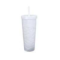 Way To Celebrate 27 oz White Acrylic Mummy Tumbler, CELEBRATE PL SIPPER WHITE MUMMY