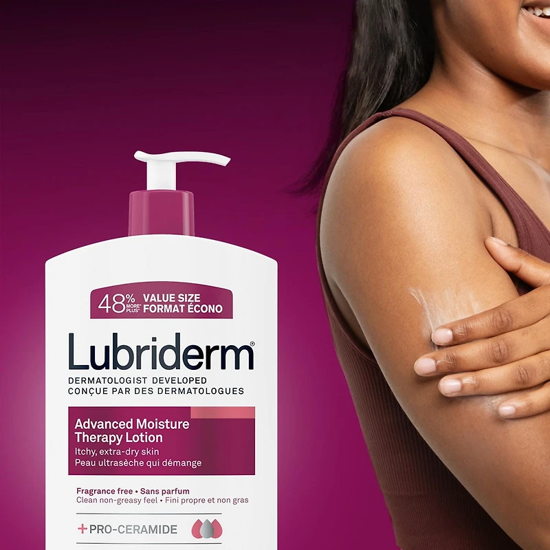 Lotion Lubriderm Advanced Moisture Therapy - Vitamine E, provitamine B5, procéramides, peau sèche, sans parfum 710 ml