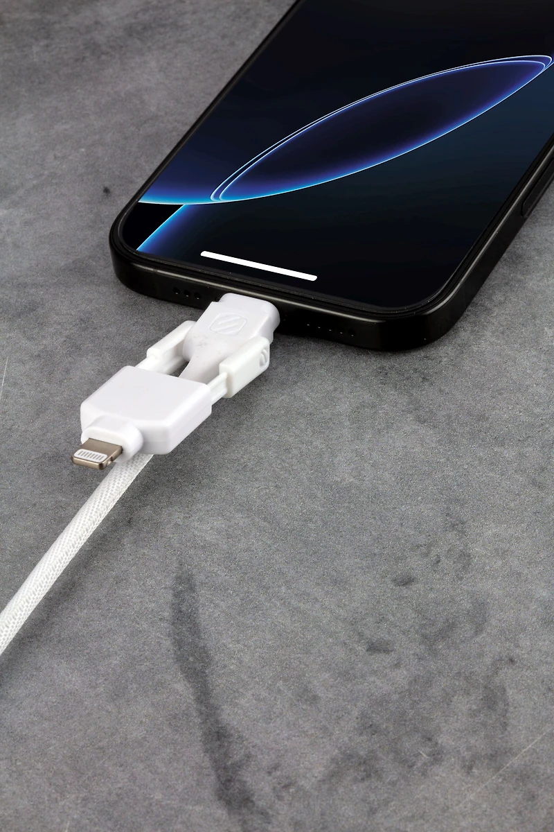 Scosche CCI4B4PWT-SP Strikeline 2-in-1 USB-C/Lightning Cable White, 2-in-1 C / LGHT 4FT CBL