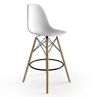 Eames Counter Stool  in Black with Natural wood legs, Counter Stool for Kitchen Island 26"H set of 2