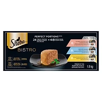 Sheba Bistro Perfect Portions Salmon & Chicken, Savoury Salmon & Tuna and Signature Seafood Adult Wet Cat Food Paté Variety Pack, 24x75g