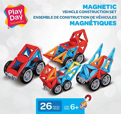 Play Day Ensemble de Construction de Véhicules Magnétiques 26 pc