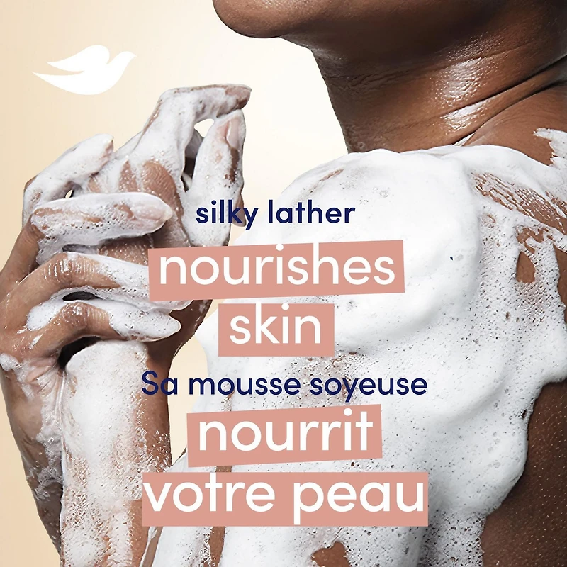 Dove Pain de Beauté Nettoyant Doux hydrate pour aider à rééquilibrer la peau Pêche et Lait de Riz avec 1/4 de crème hydratante,