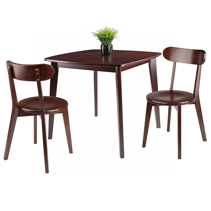 Winsome Pauline 3-Pc Set Table with Chairs, Walnut Finish