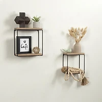 hometrends Boxton Wood and Metal Floating Wall Shelf Set