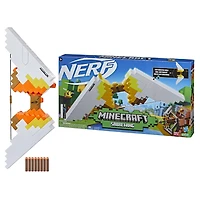 Nerf Minecraft Sabrewing Arc motorisé, tire des fléchettes, chargeur 8 fléchettes Nerf Elite, design inspiré de l'arc du jeu vidéo Minecraft