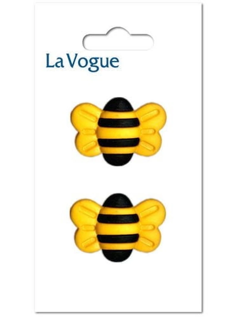 La Vogue Shank Button — Bee, 31 mm (Metallic Motif), La Vogue 31mm shank button