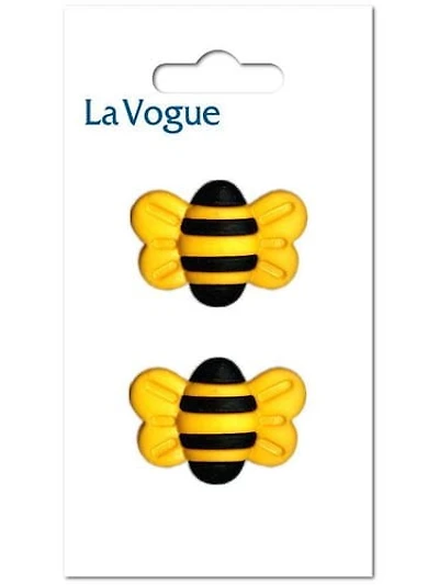 La Vogue Shank Button — Bee, 31 mm (Metallic Motif), La Vogue 31mm shank button