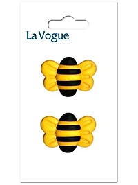 La Vogue Shank Button — Bee, 31 mm (Metallic Motif), La Vogue 31mm shank button