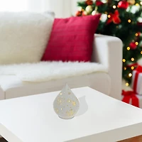 Support En Verre À Led En Forme De Larme (Flocons De Neige) (Blanc) - Lot De 2