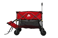 Ozark Trail Double Decker Folding Utility Wagon with Extension Handle, Red, 35" H, Polyester