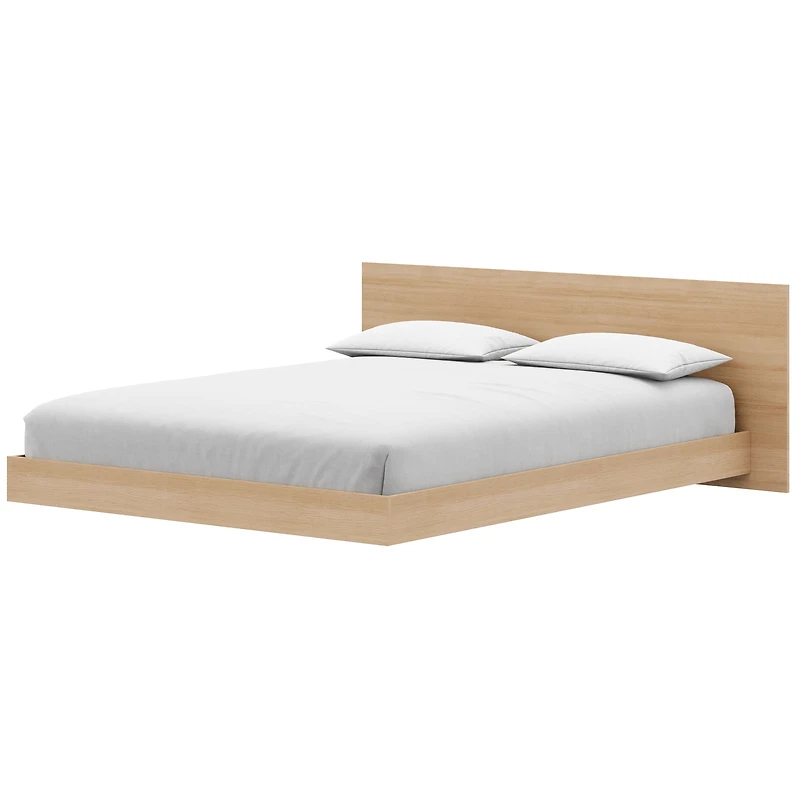Satori Low Platform King Size Bed Set in Natural Blonde Oak