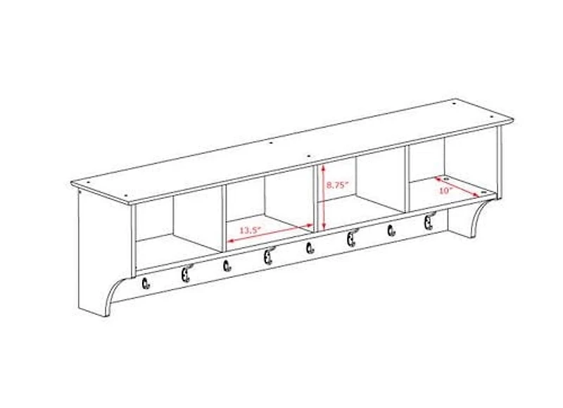 Prepac Manufactured Wood 60 in. Wide Hanging Entryway Shelf