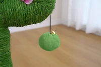 Home4Cat Cactus Sisal Cat Scratching Post with Hanging Toy, Green