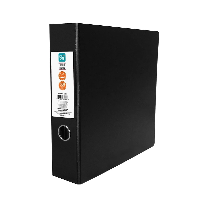 Pen + Gear 2" Ultra Heavy-Duty Poly Binder, Slant D Ring, BLACK