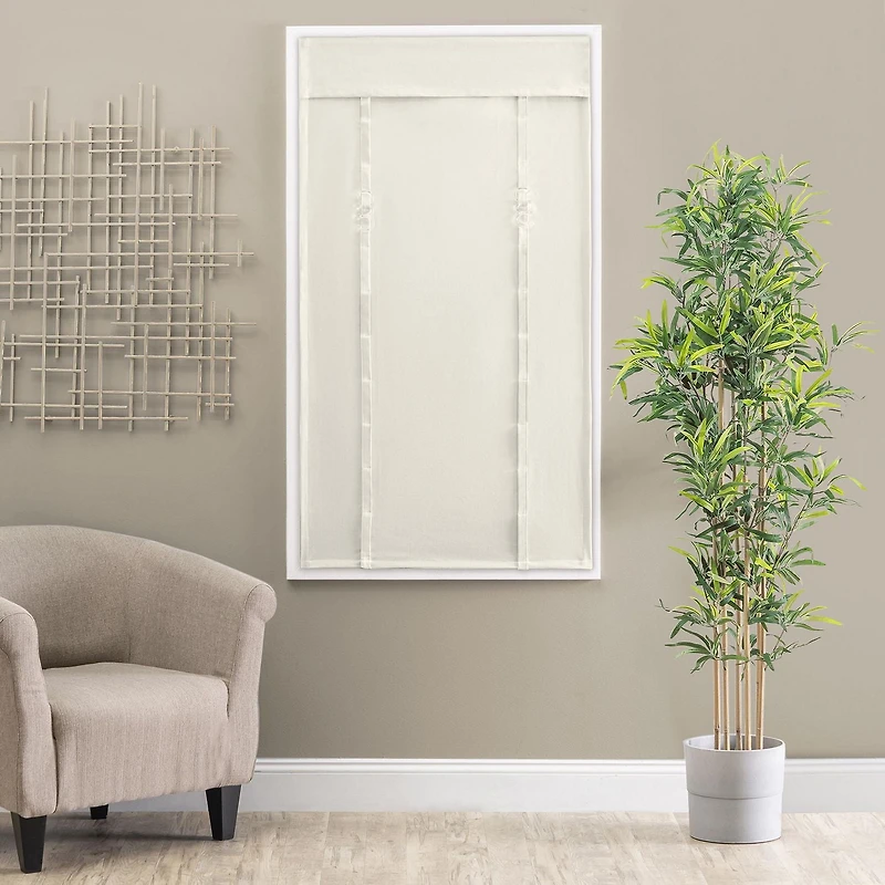Camalay Harmony Light Filtering Adhesive Fastener Cascade Roman Shade 27 x 64 in Natural